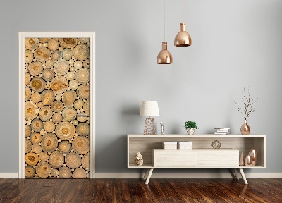 Self-adhesive door wallpaper Stumps of wood