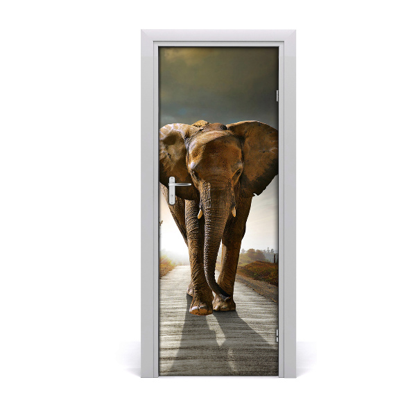 Self-adhesive door sticker Strolling elephant