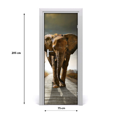 Self-adhesive door sticker Strolling elephant