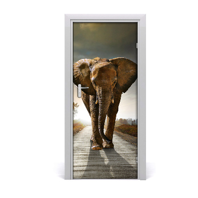 Self-adhesive door sticker Strolling elephant