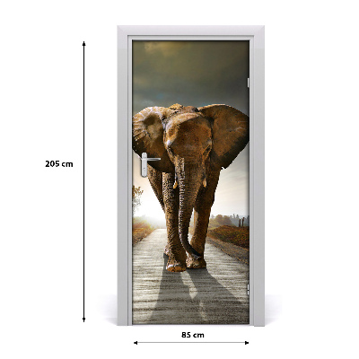 Self-adhesive door sticker Strolling elephant