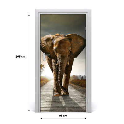 Self-adhesive door sticker Strolling elephant