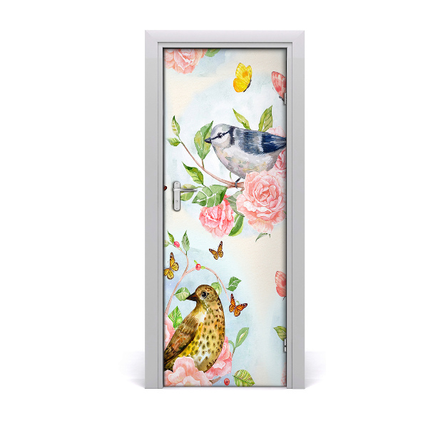 Self-adhesive door sticker Butterflies flowers