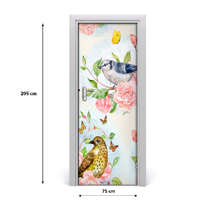 Self-adhesive door sticker Butterflies flowers