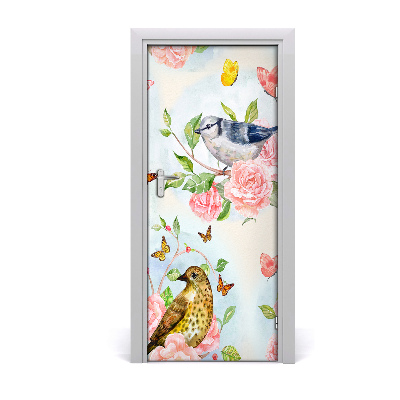 Self-adhesive door sticker Butterflies flowers