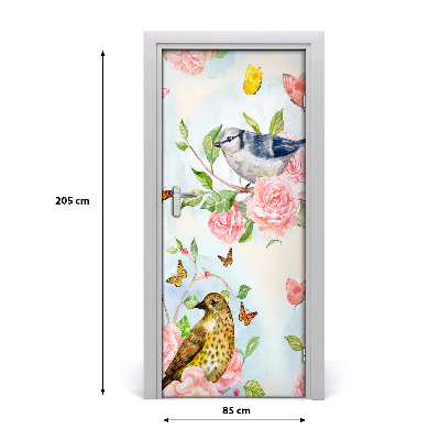 Self-adhesive door sticker Butterflies flowers