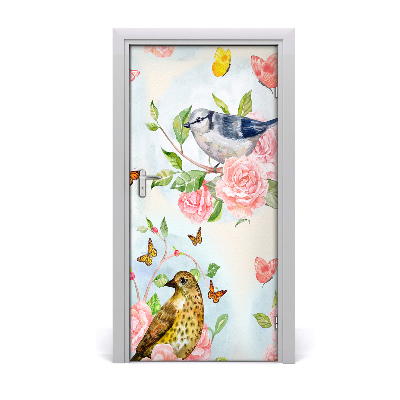 Self-adhesive door sticker Butterflies flowers