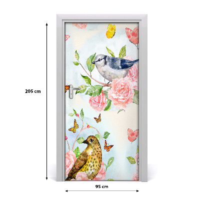 Self-adhesive door sticker Butterflies flowers