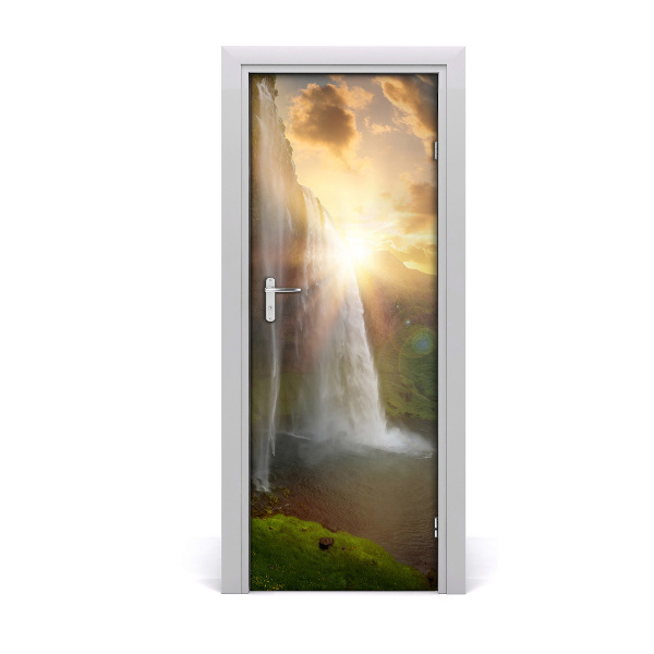 Self-adhesive door wallpaper Waterfalls iceland