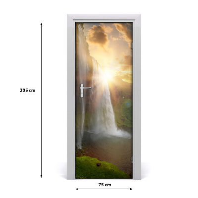 Self-adhesive door wallpaper Waterfalls iceland