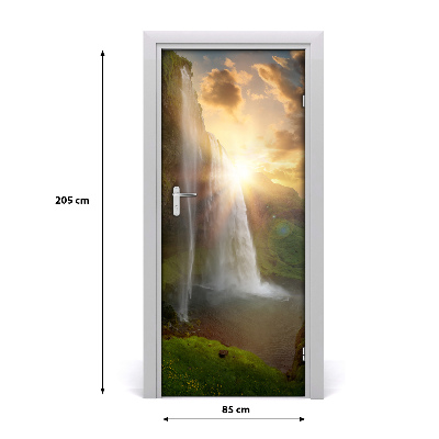 Self-adhesive door wallpaper Waterfalls iceland