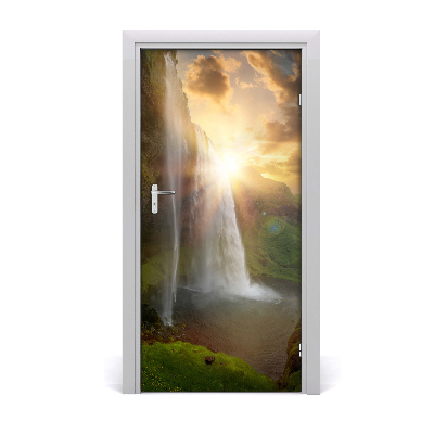 Self-adhesive door wallpaper Waterfalls iceland