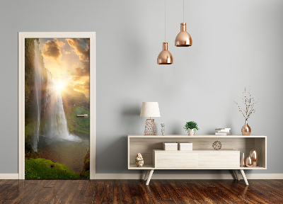 Self-adhesive door wallpaper Waterfalls iceland