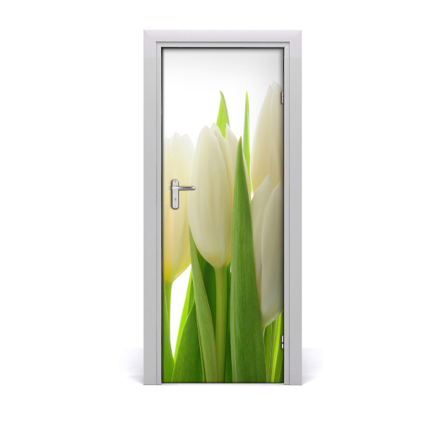 Self-adhesive door veneer White tulips