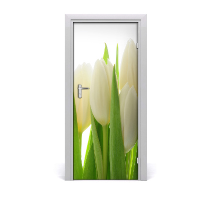 Self-adhesive door veneer White tulips