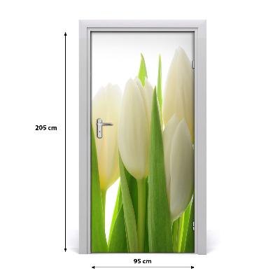 Self-adhesive door veneer White tulips