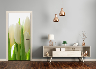 Self-adhesive door veneer White tulips