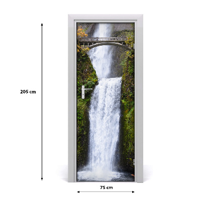 Self-adhesive door wallpaper Waterfall bridge