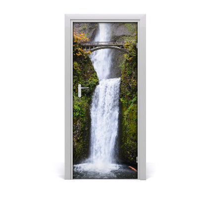 Self-adhesive door wallpaper Waterfall bridge