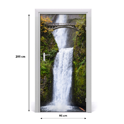 Self-adhesive door wallpaper Waterfall bridge