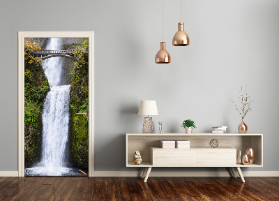 Self-adhesive door wallpaper Waterfall bridge