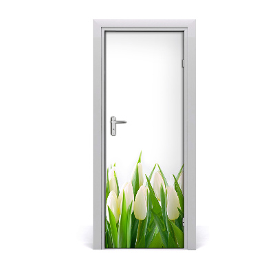 Self-adhesive door veneer White tulips