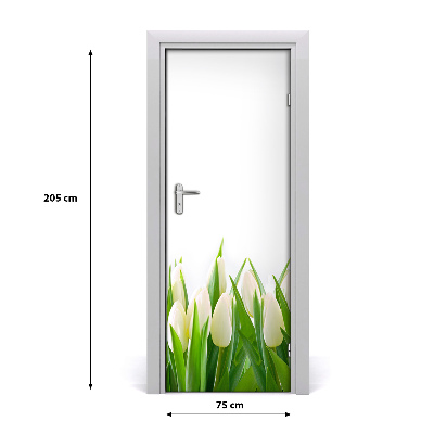 Self-adhesive door veneer White tulips