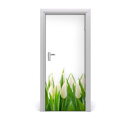 Self-adhesive door veneer White tulips