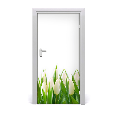 Self-adhesive door veneer White tulips