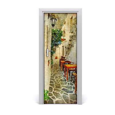 Self-adhesive door wallpaper Greek taverns