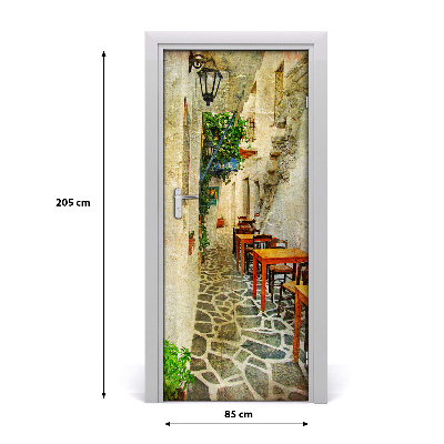 Self-adhesive door wallpaper Greek taverns