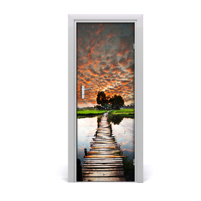 Door wallpaper Wooden bridge