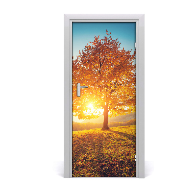 Self-adhesive door wallpaper Autumn tree