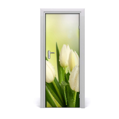 Self-adhesive door veneer White tulips