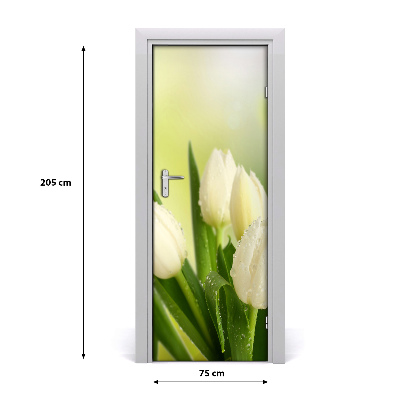 Self-adhesive door veneer White tulips