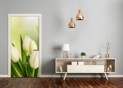 Self-adhesive door veneer White tulips