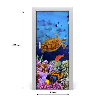 Self-adhesive door sticker Coral reef