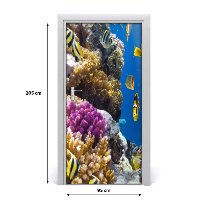 Self-adhesive door sticker Coral reef