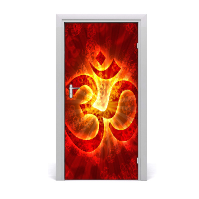 Door wallpaper Burning om sign