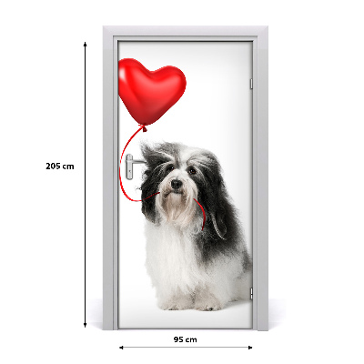 Self-adhesive door sticker Dog with a balloon