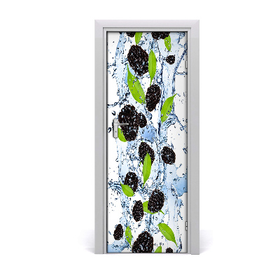 Self-adhesive door sticker Blackberries and water