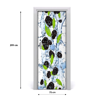 Self-adhesive door sticker Blackberries and water