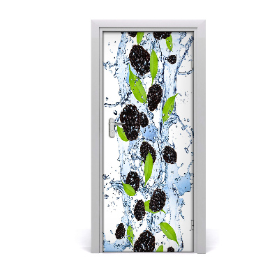 Self-adhesive door sticker Blackberries and water