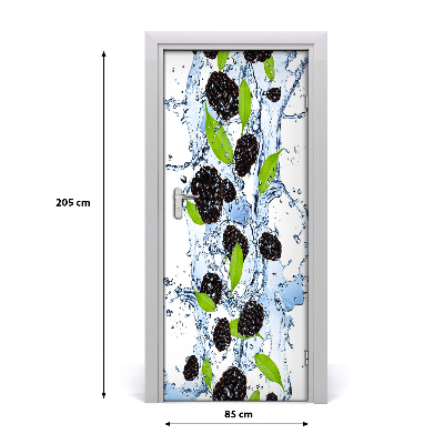 Self-adhesive door sticker Blackberries and water