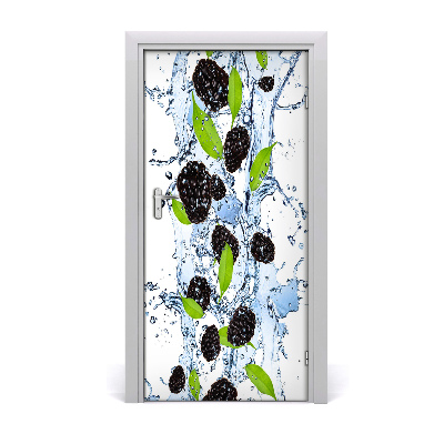 Self-adhesive door sticker Blackberries and water