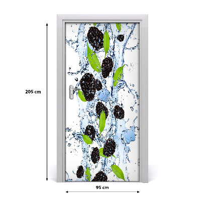 Self-adhesive door sticker Blackberries and water