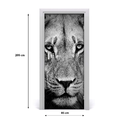 Self-adhesive door sticker Wall portrait of a lion