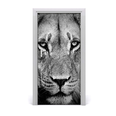 Self-adhesive door sticker Wall portrait of a lion