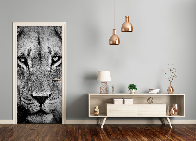 Self-adhesive door sticker Wall portrait of a lion