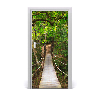 Door wallpaper Suspension bridge in the forest